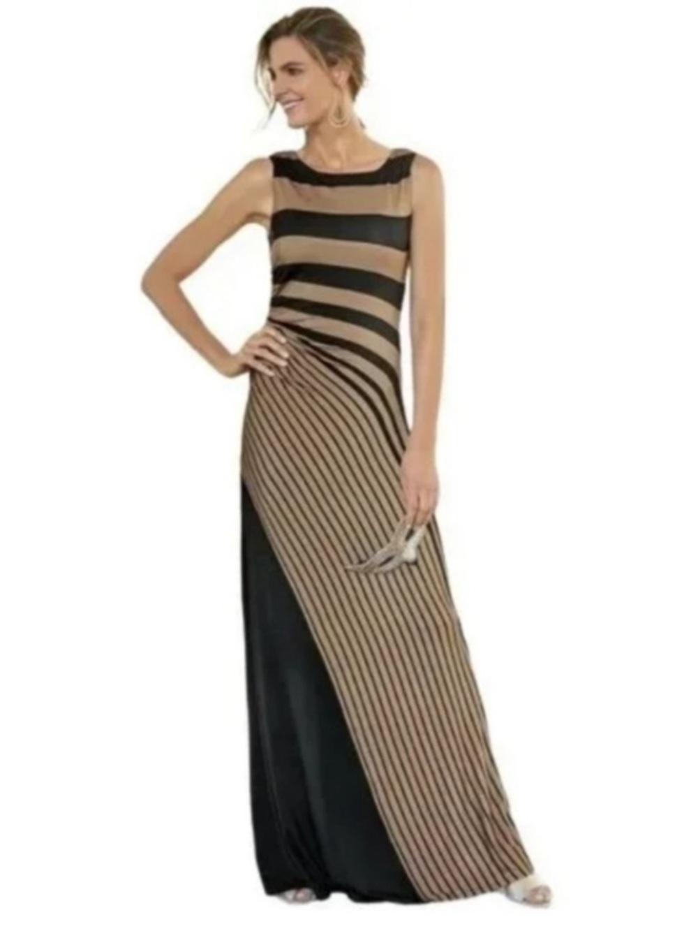SOFT SURROUNDINGS / Here to Infinity Sleeveless Striped Maxi Dress Size L